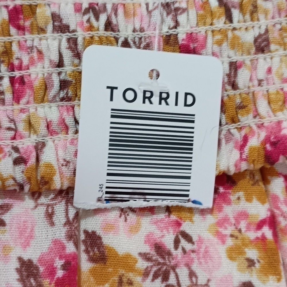 Torrid NWT Floral Elastic Waist Tea Length Skirt Size 2 equivalent to an 18-20 - Picture 4 of 12